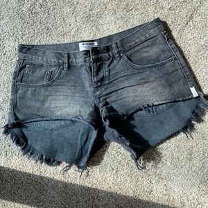 One Teaspoon Black Denim Jean Cut Off Shorts